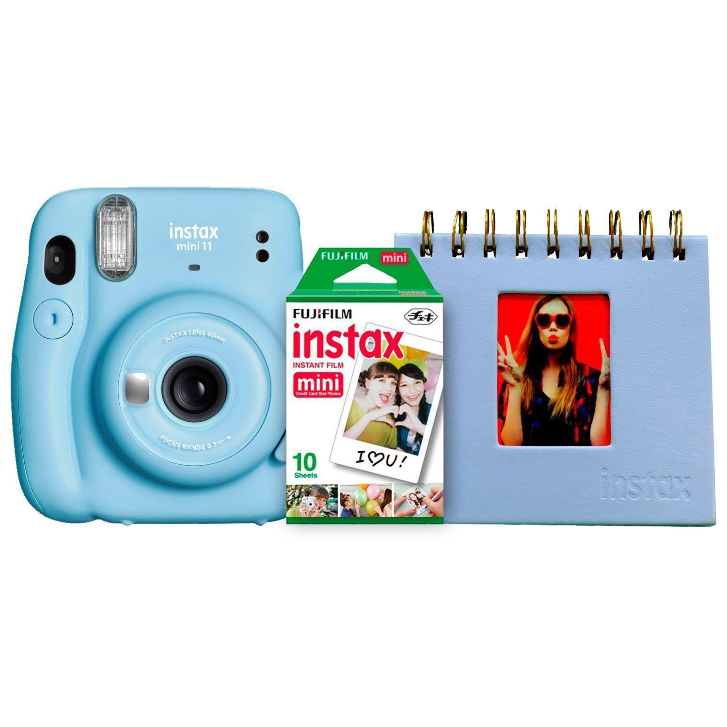 KIT MINI 11 COLOR SKY BLUE + PELÍCULAS DE 10 FOTOS + ÁLBUM ESCRITORIO-0
