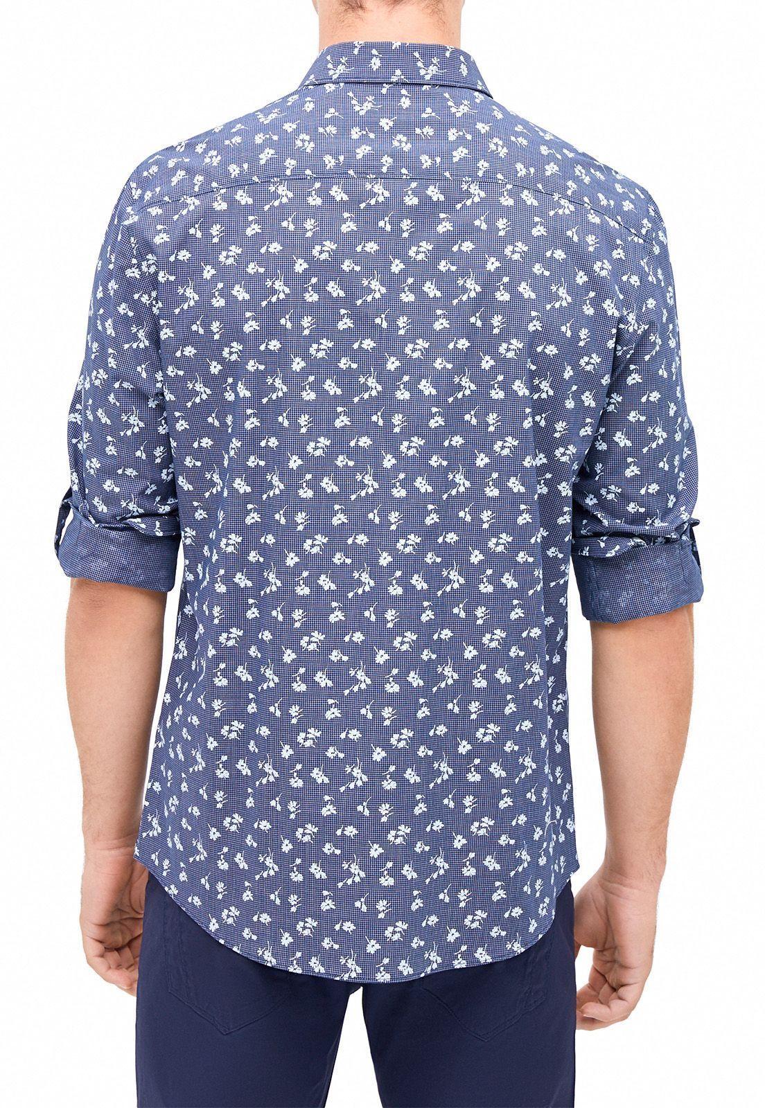 Camisa casual estampada flores Navy-2