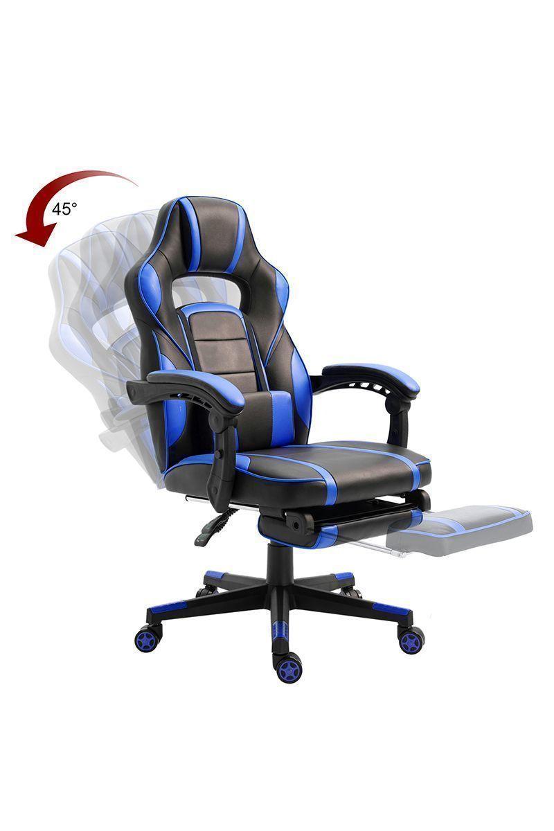 Silla Gamer Extreme Game PVC Apoya Pies Azul-3