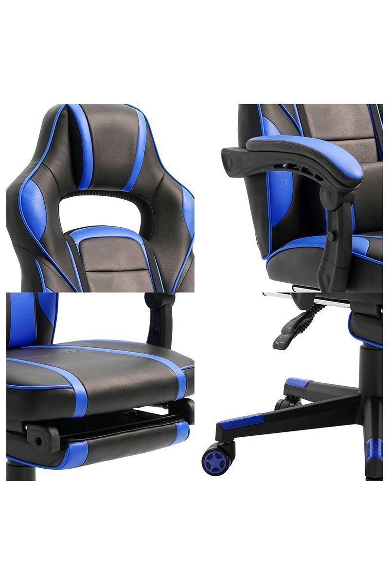 Silla Gamer Extreme Game PVC Apoya Pies Azul-5