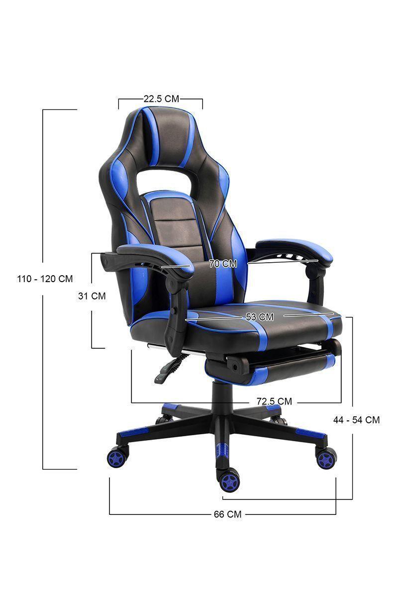 Silla Gamer Extreme Game PVC Apoya Pies Azul-2