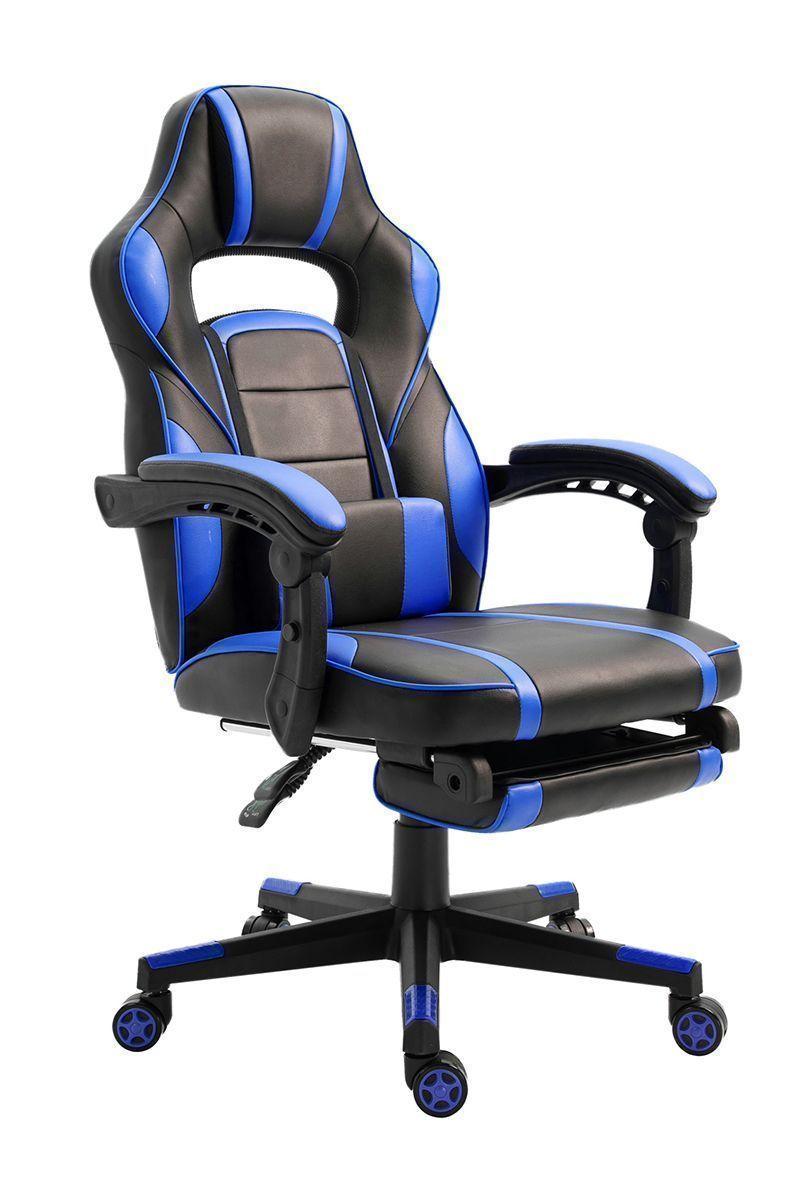Silla Gamer Extreme Game PVC Apoya Pies Azul-0