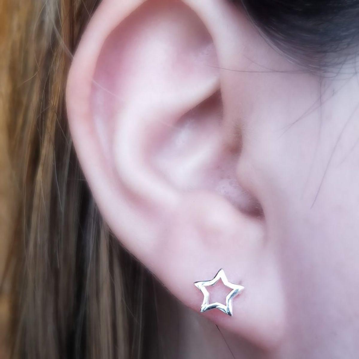 Aros Aritos Estrellas Abiertas Plata 925-2