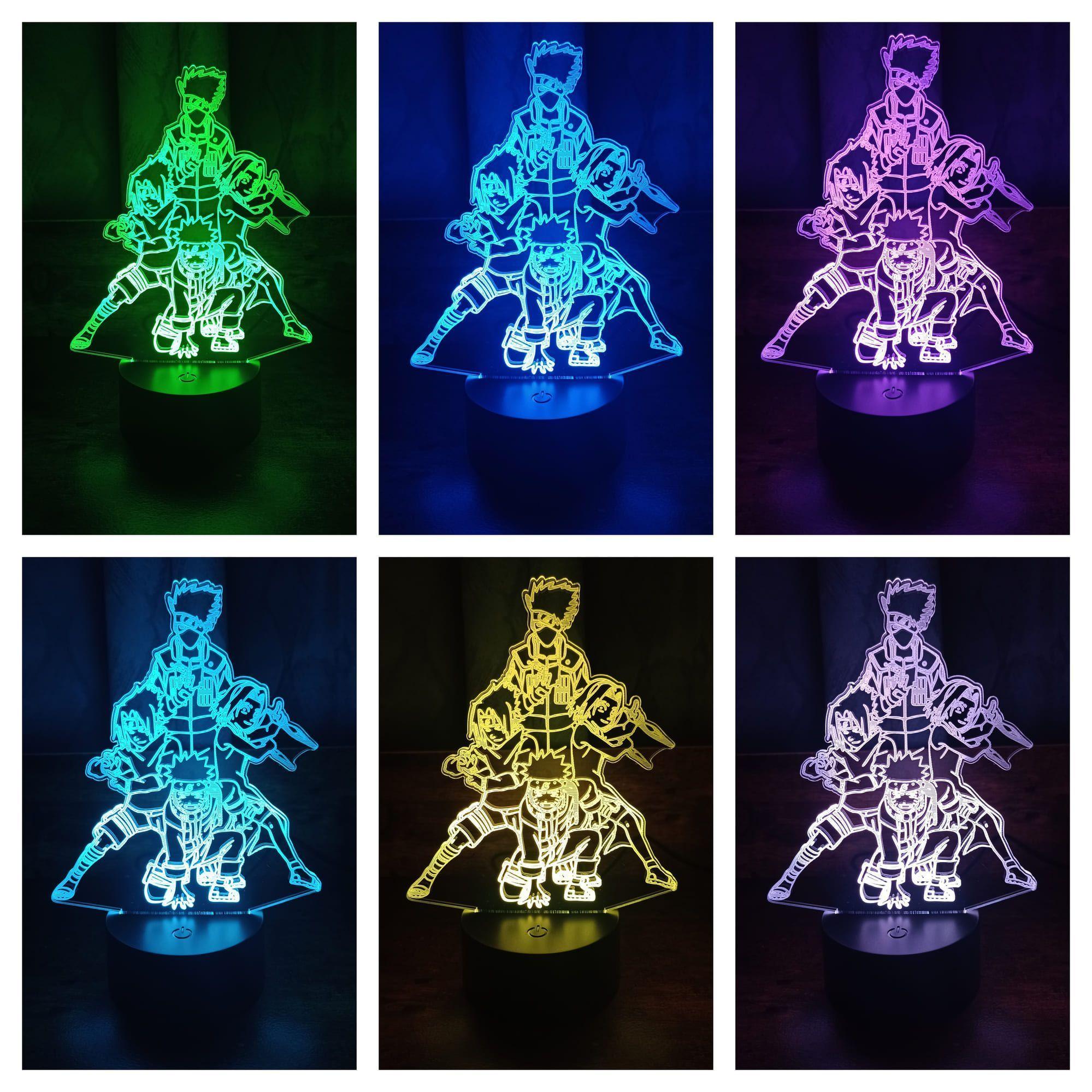 Lámpara ilusión 3D Equipo 7 Kakashi 7 Colores Led-1
