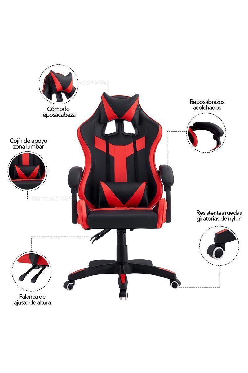 Silla Gamer Racing Multifuncional Rojo-4