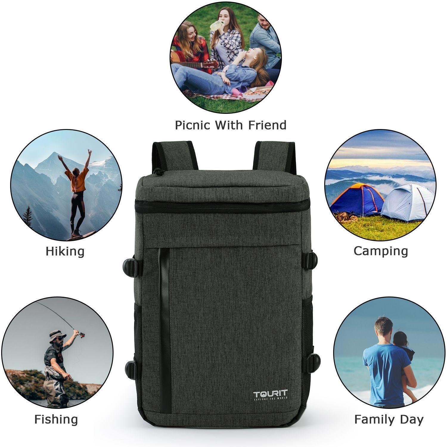 TOURIT Mochila térmica para 32 latas - Gris Oscuro-4