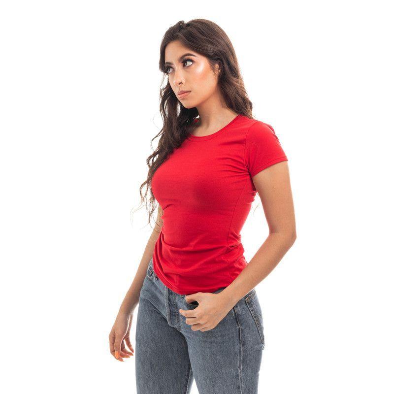 POLERA MUJER CUELLO REDONDO MANGA CORTA ROJA-3