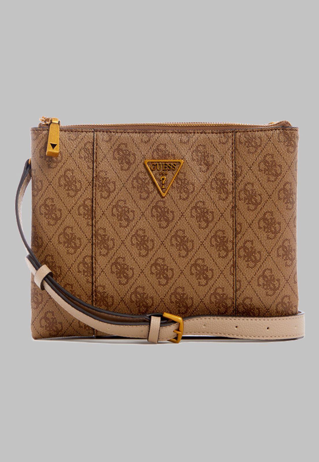 Mini Cartera Guess Noelle Dbl Zip Crossbody Lte Café-0