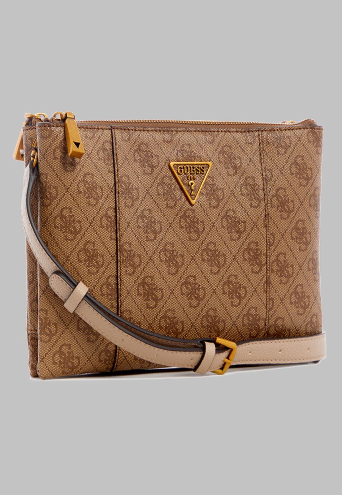 Mini Cartera Guess Noelle Dbl Zip Crossbody Lte Café-1