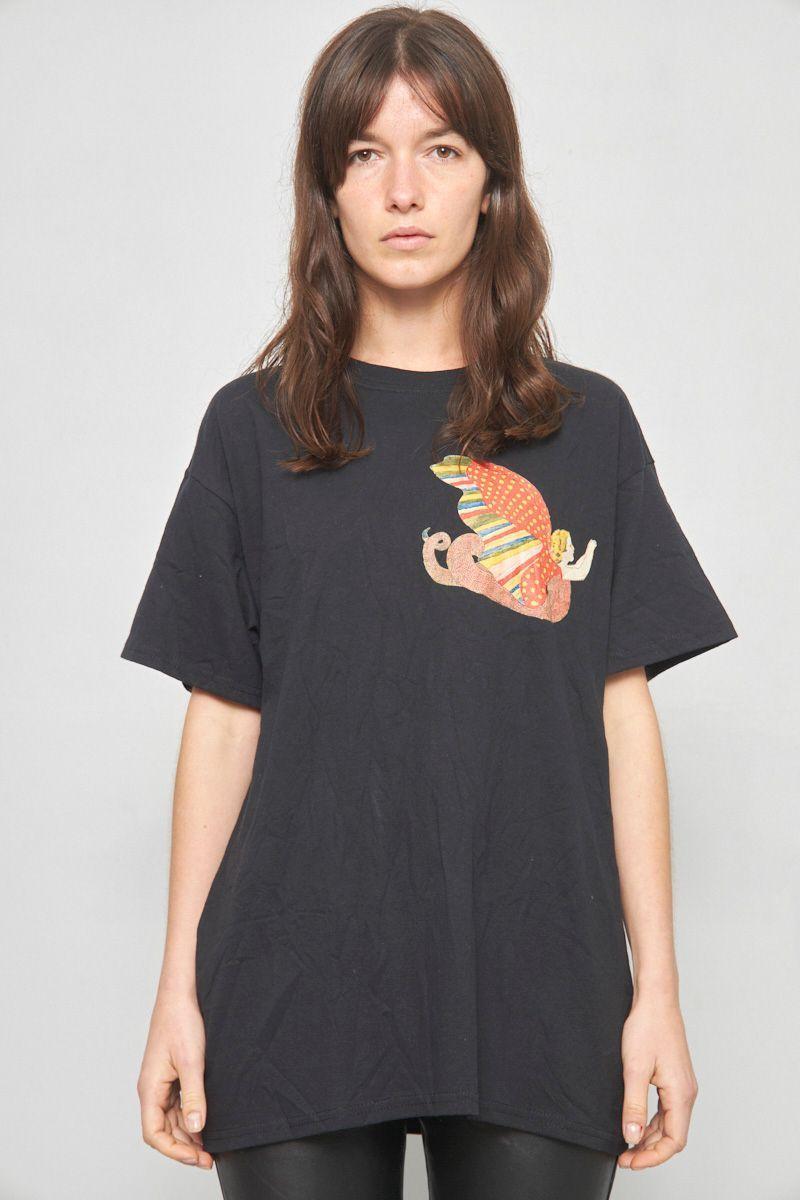 Polera casual reciclado negro nyfll talla L  -0