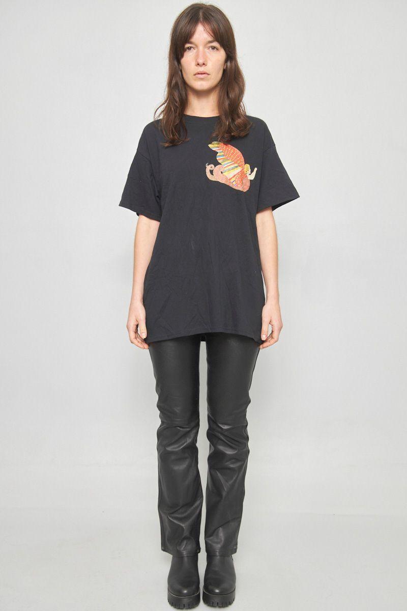 Polera casual reciclado negro nyfll talla L  -3