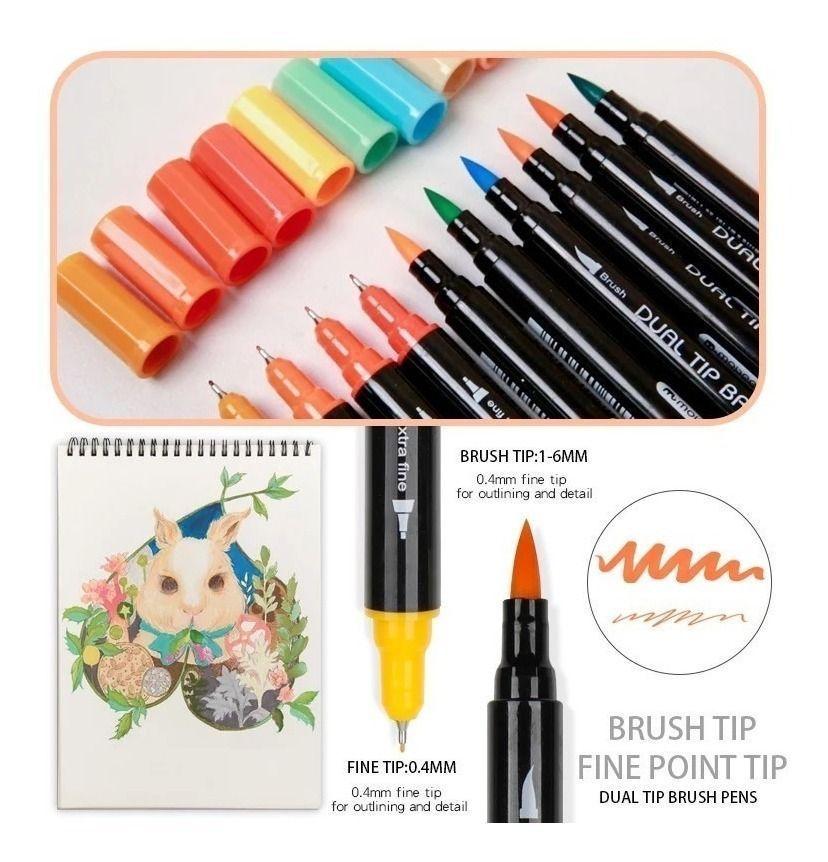 Marcador Doble Punta Dual Brush Lettering 60 Lápices Color -5