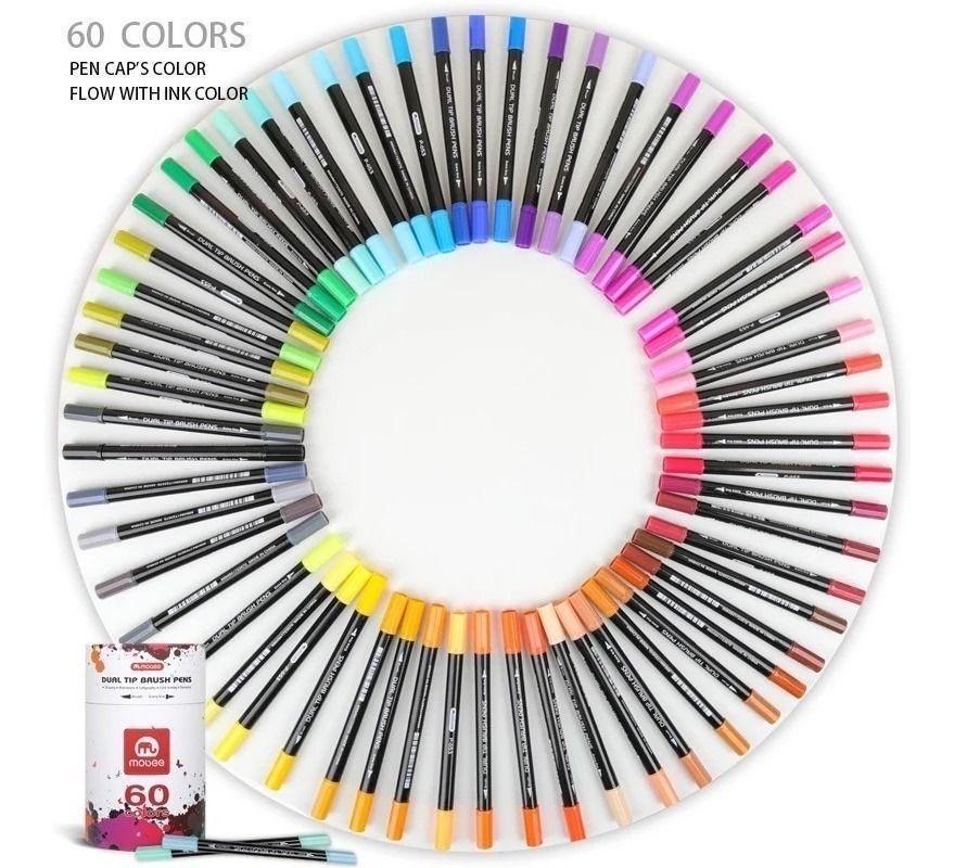 Marcador Doble Punta Dual Brush Lettering 60 Lápices Color -3