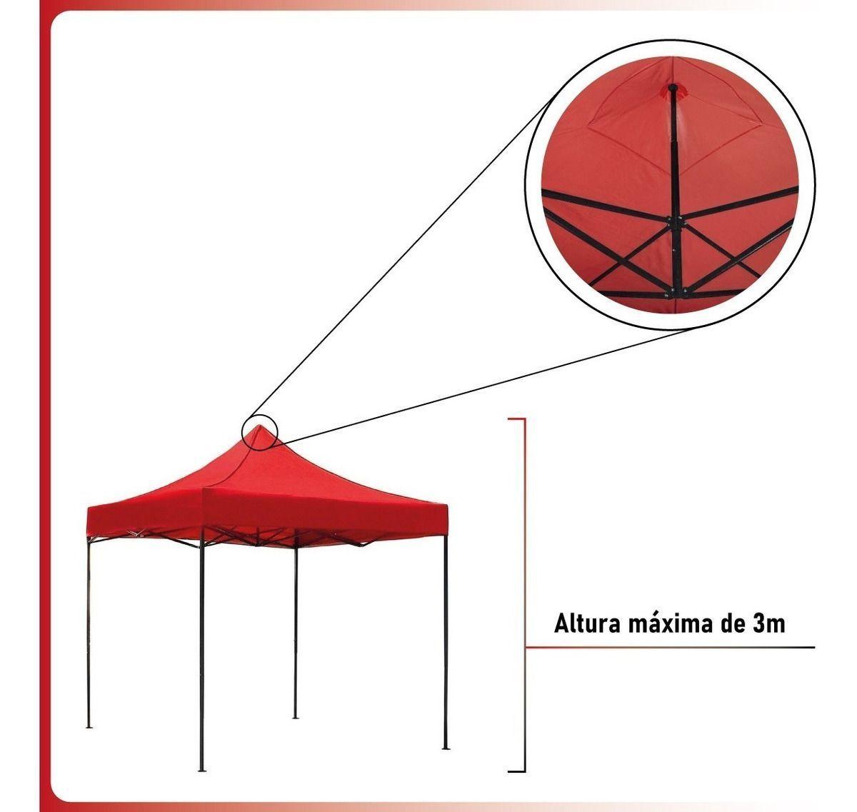 Toldo Plegable 3x3 Carpa Impermeable Protección UV Rojo-4