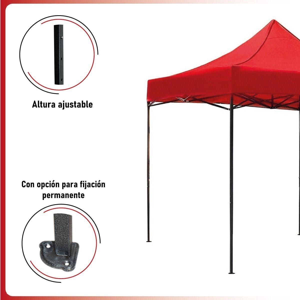 Toldo Plegable 3x3 Carpa Impermeable Protección UV Rojo-3