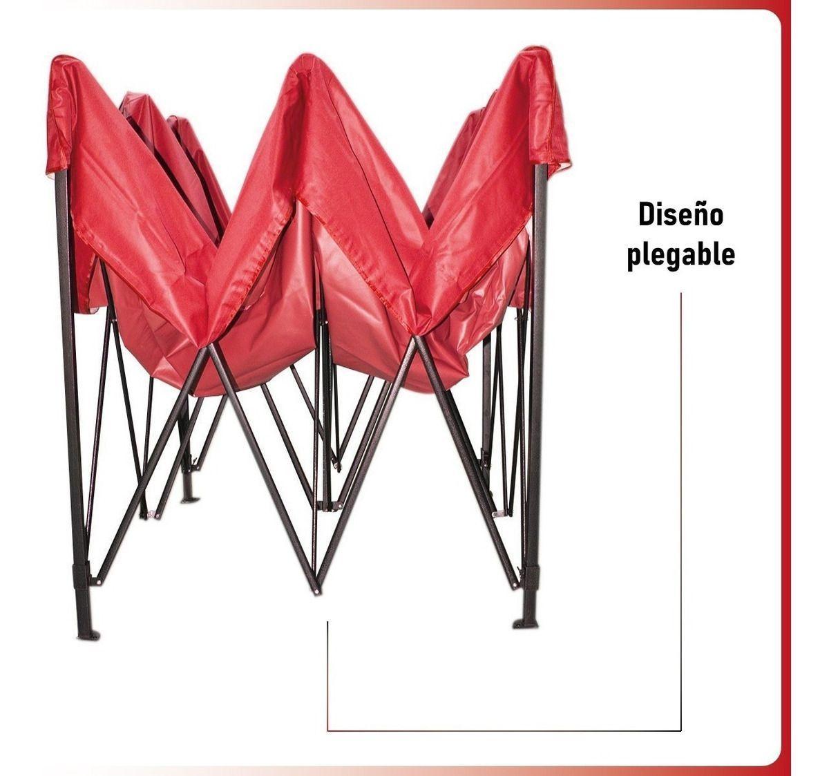 Toldo Plegable 3x3 Carpa Impermeable Protección UV Rojo-5