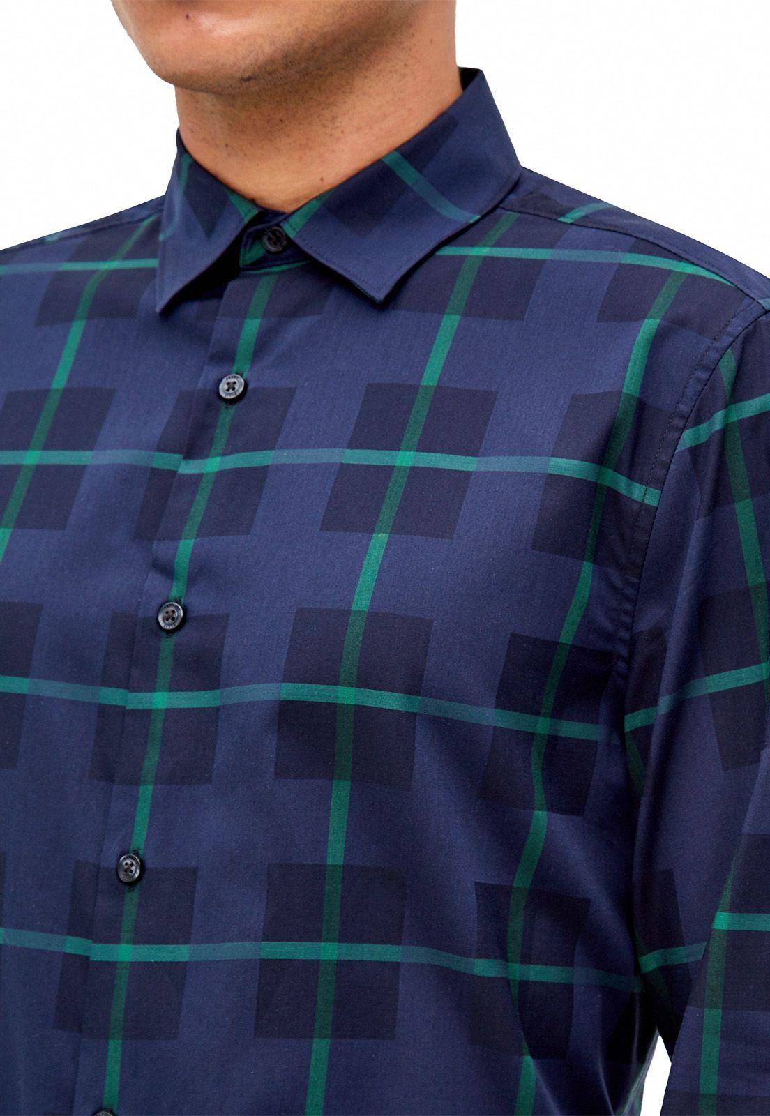 Camisa cuadros azul manga larga-1
