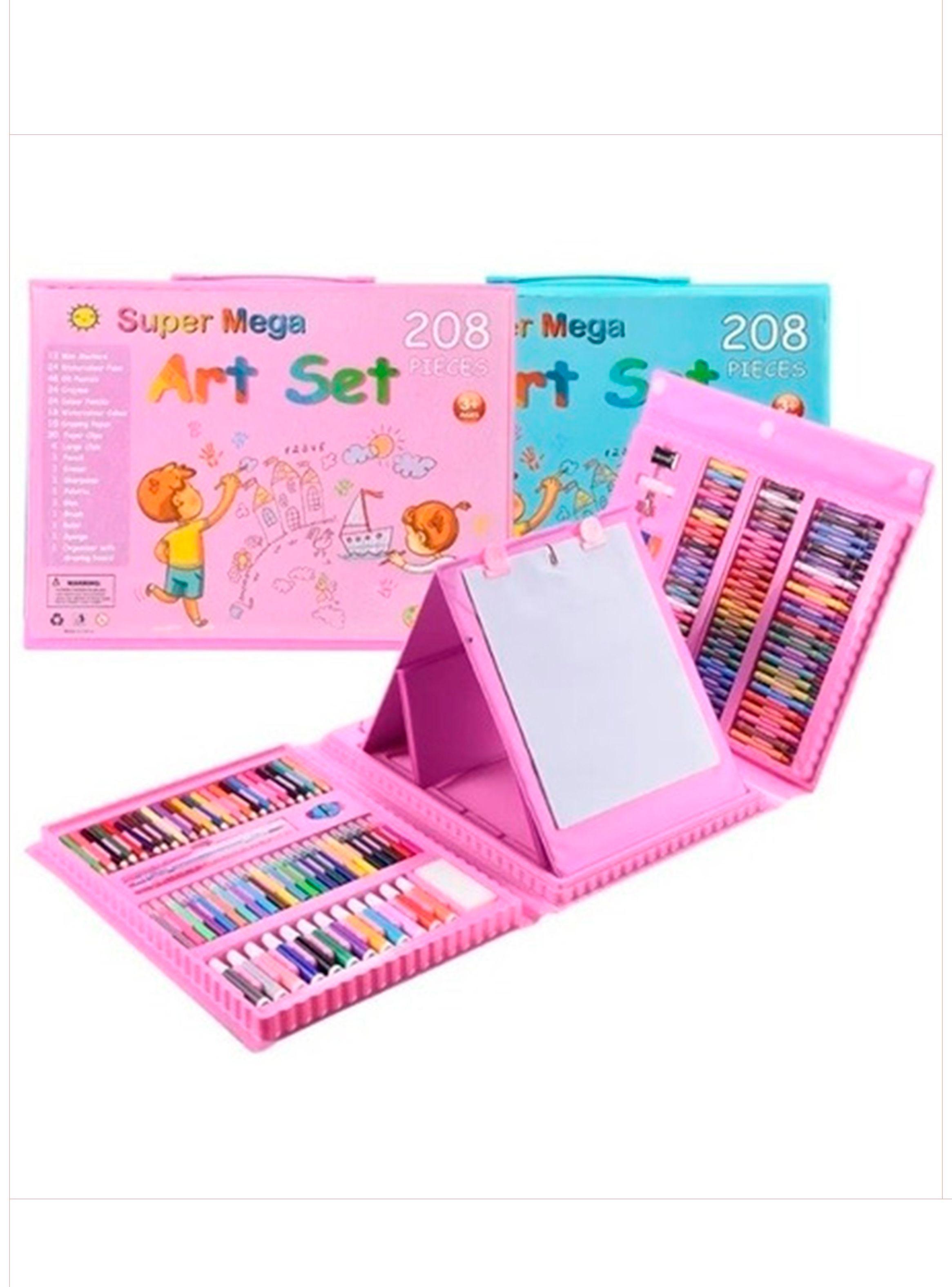 set maleta rosa para colorear 208 lapices -1
