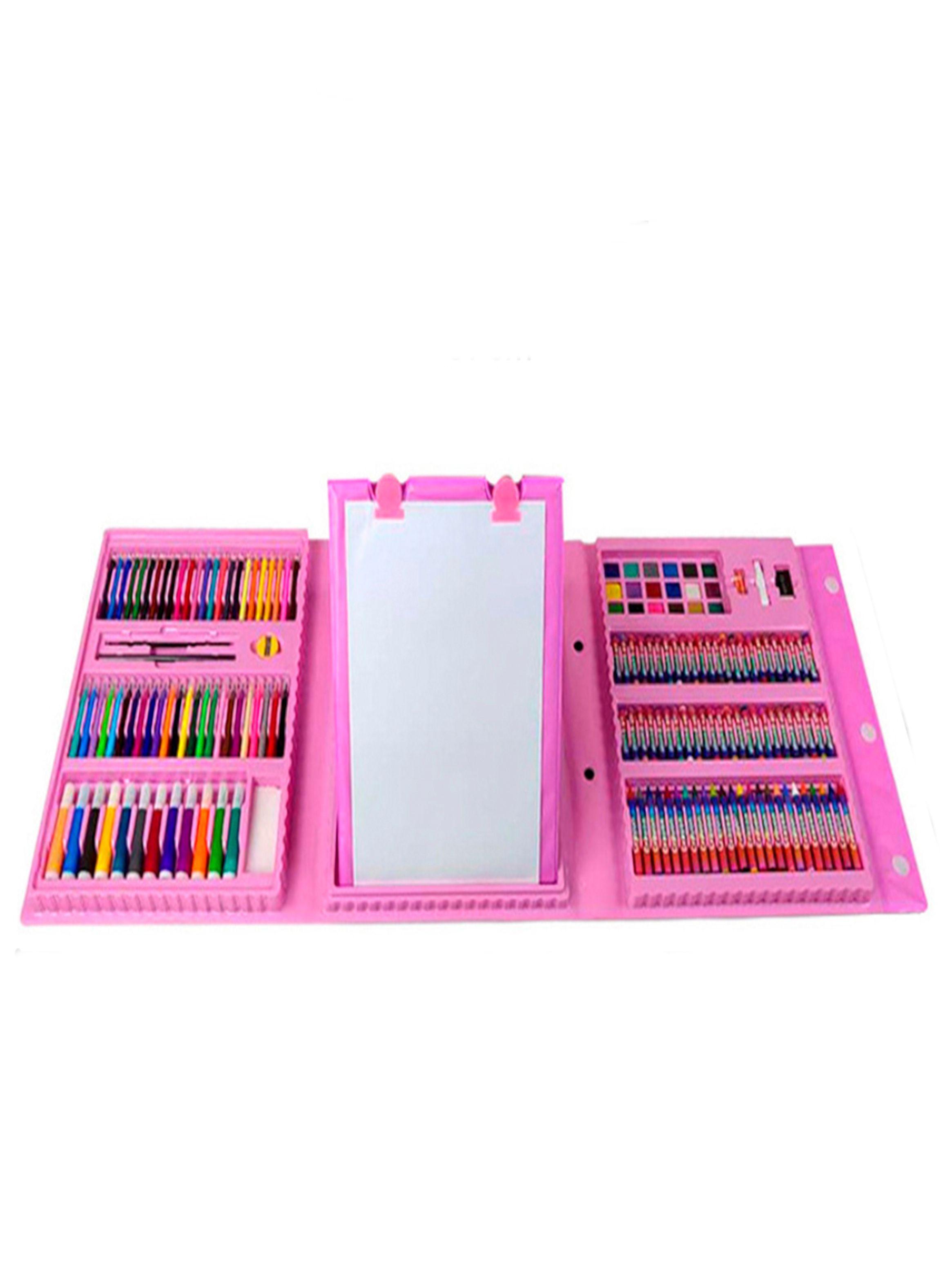 set maleta rosa para colorear 208 lapices -0