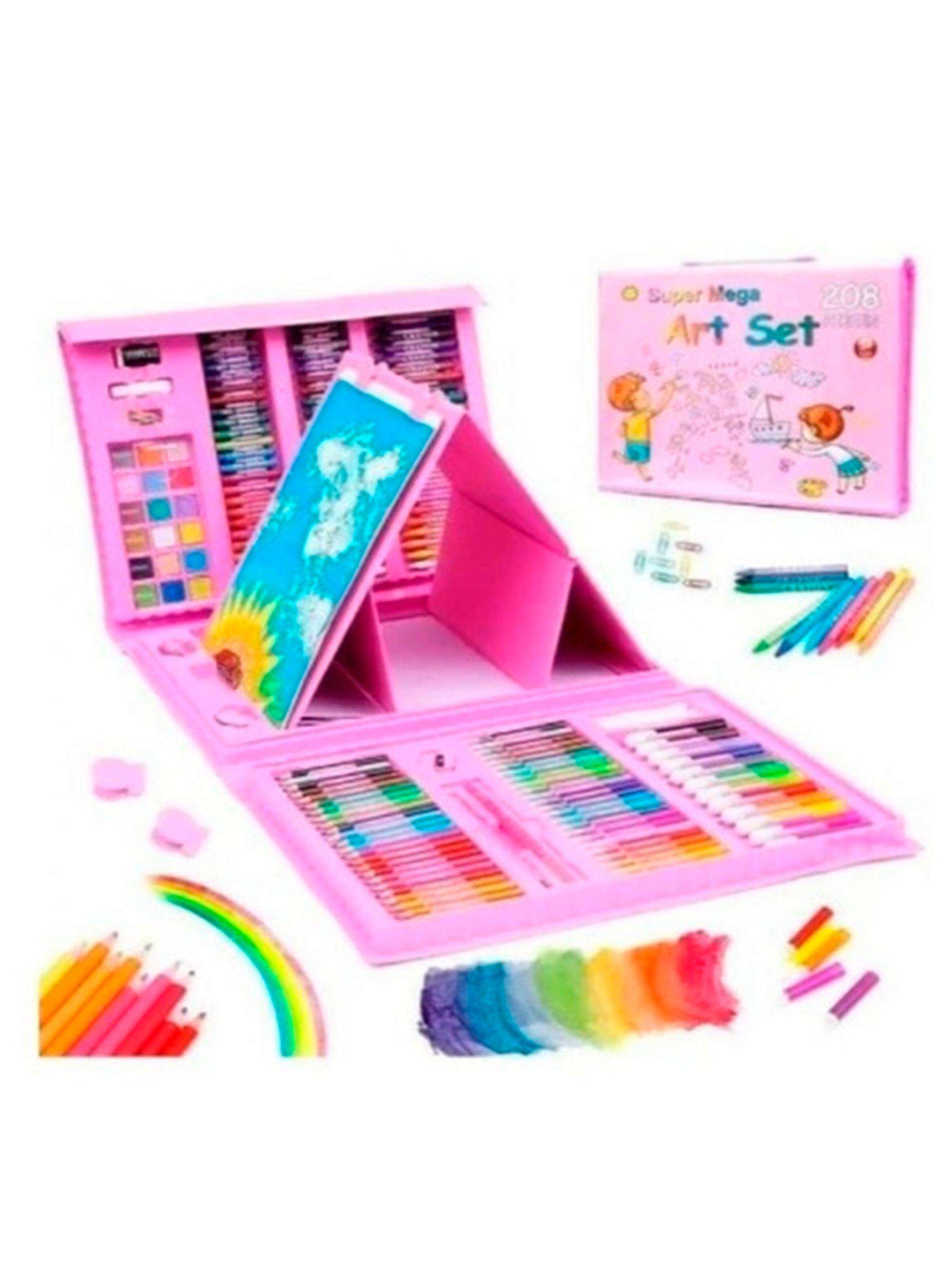 set maleta rosa para colorear 208 lapices -2