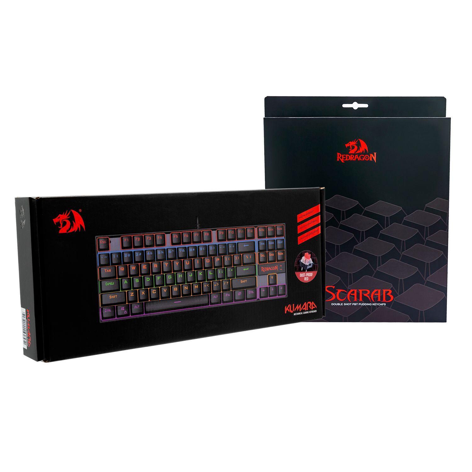 Kit Teclado Gamer Kumara K552 más Keycaps Reemplazo Scarab Blancas, Iluminación Rainbow Fija-5