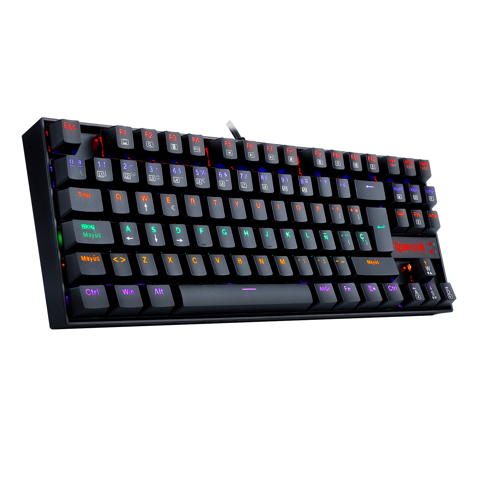 Kit Teclado Gamer Kumara K552 más Keycaps Reemplazo Scarab Blancas, Iluminación Rainbow Fija-2