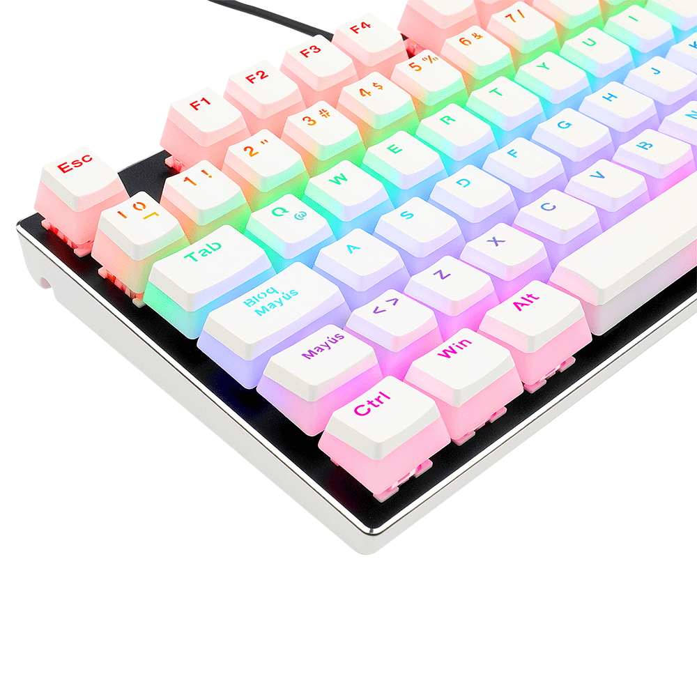 Kit Teclado Gamer Kumara K552 más Keycaps Reemplazo Scarab Blancas, Iluminación Rainbow Fija-4