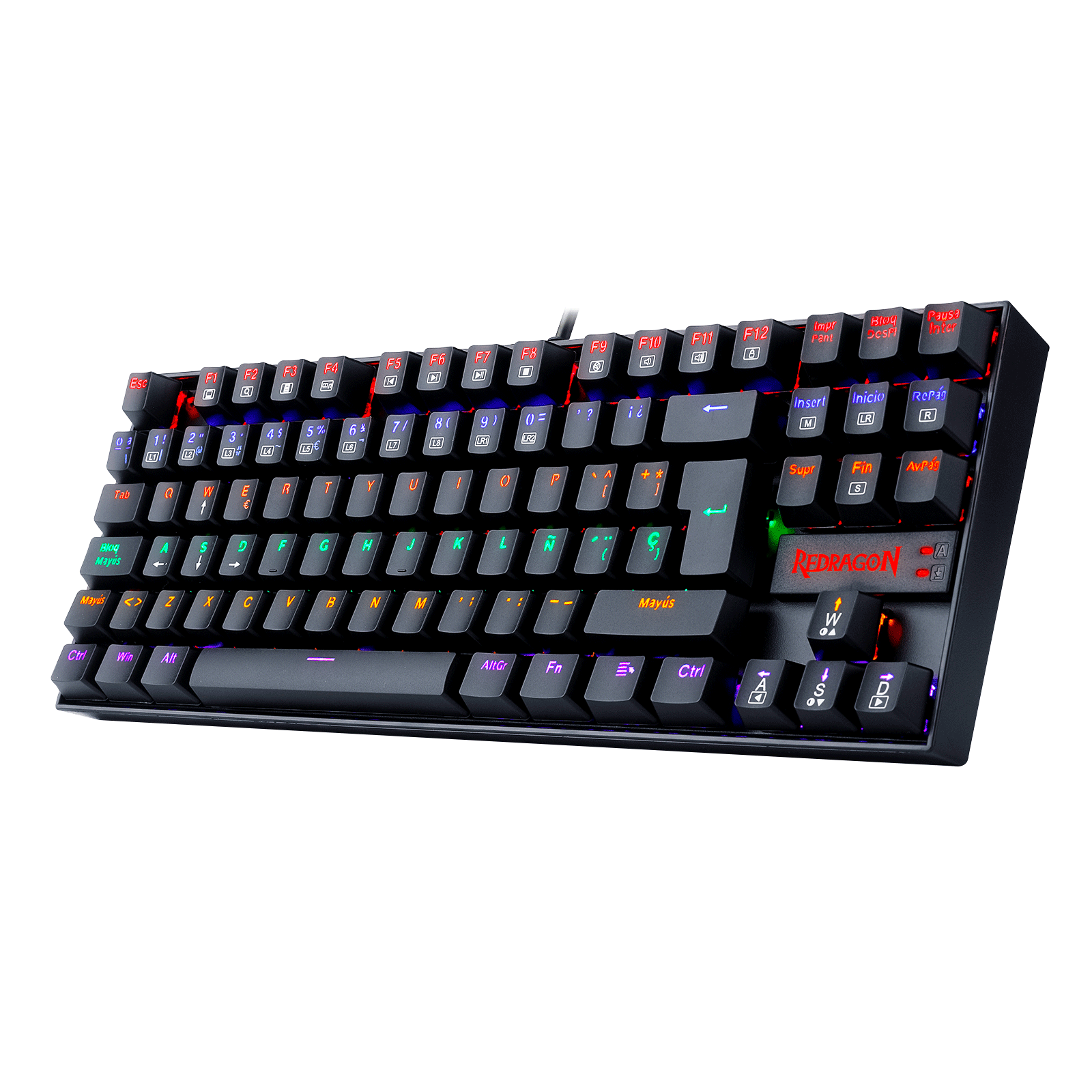 Kit Teclado Gamer Kumara K552 más Keycaps Reemplazo Scarab Blancas, Iluminación Rainbow Fija-3