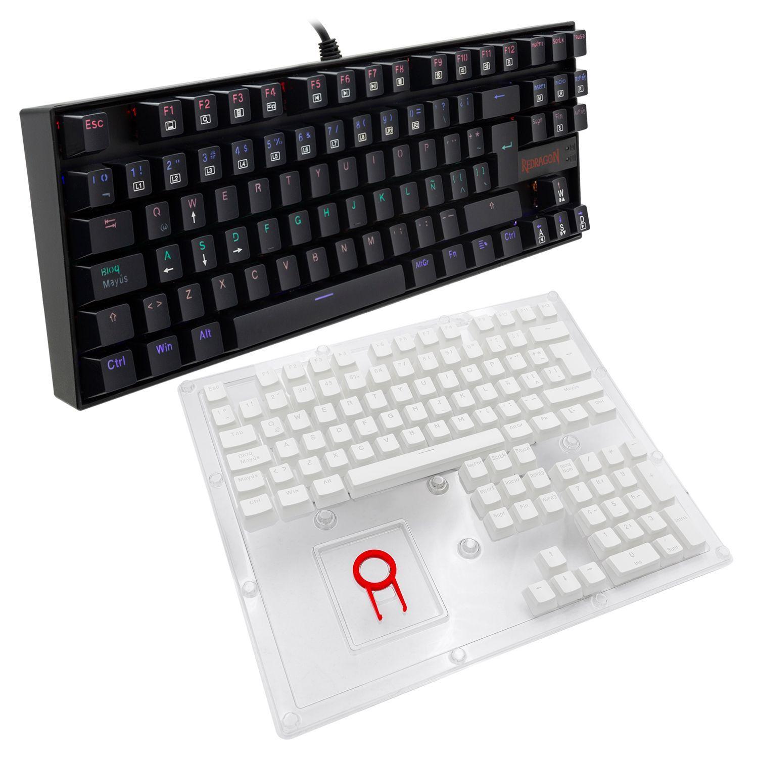 Kit Teclado Gamer Kumara K552 más Keycaps Reemplazo Scarab Blancas, Iluminación Rainbow Fija-0