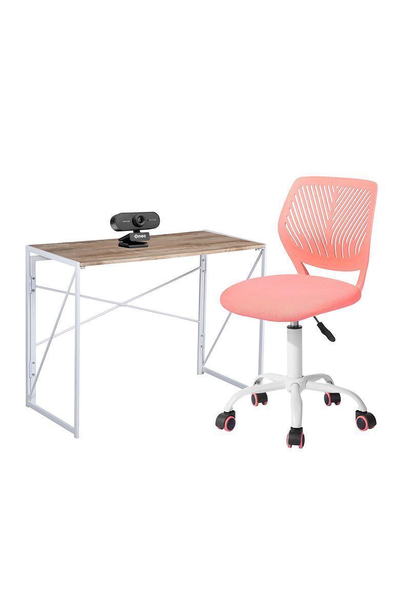 Pack Escritorio Pleg+Silla Ofi+Webcam 720P Rosado-0