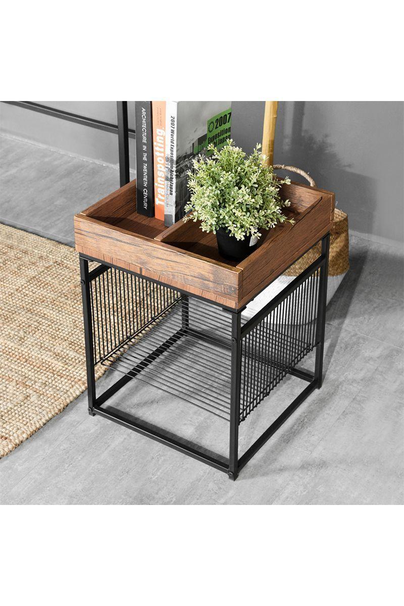 Mesa Cuadrada Lateral Doble Café-5