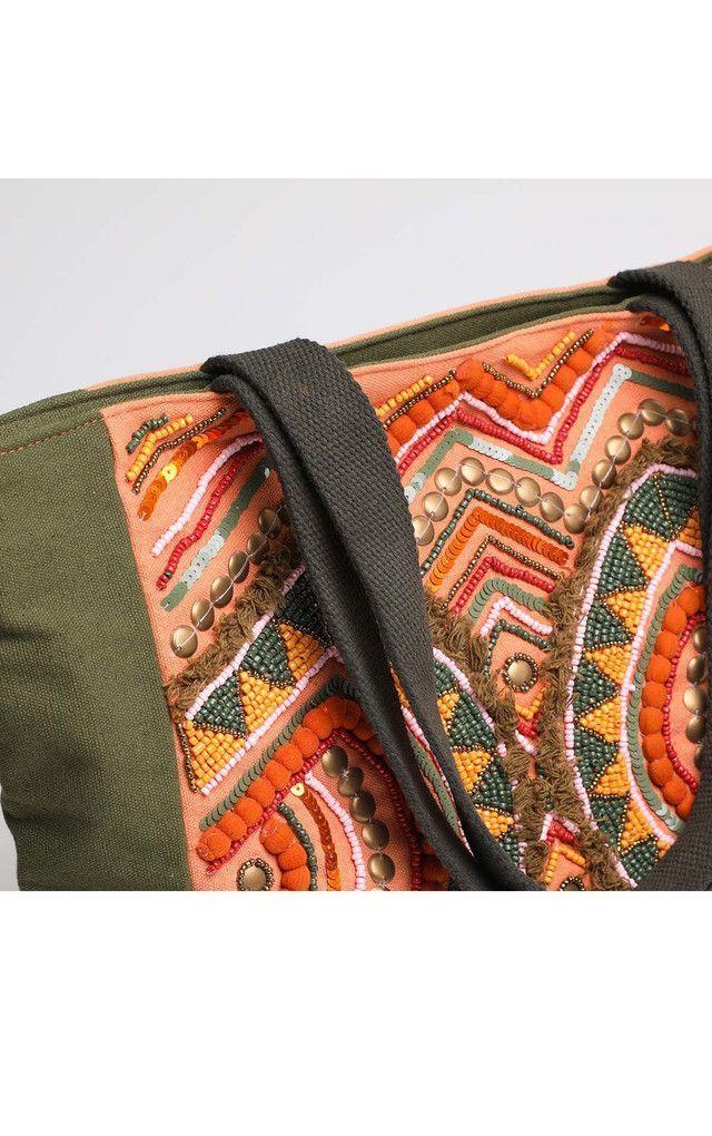 Cartera Hombro Verde Tribu Humana-3