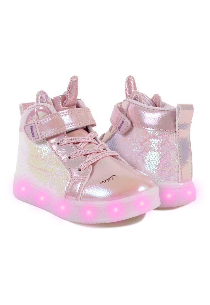 Zapatila Led Caña Velcro Elástico A Caminar Niña Ficcus-0