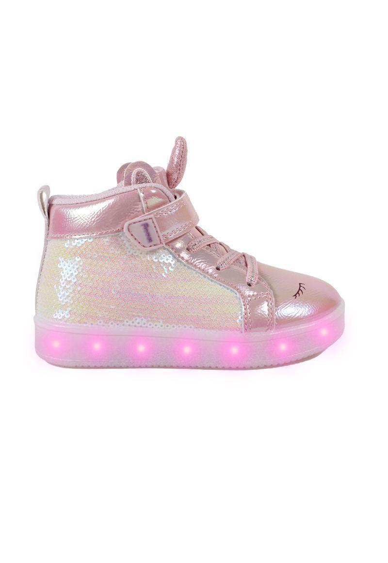 Zapatila Led Caña Velcro Elástico A Caminar Niña Ficcus-2