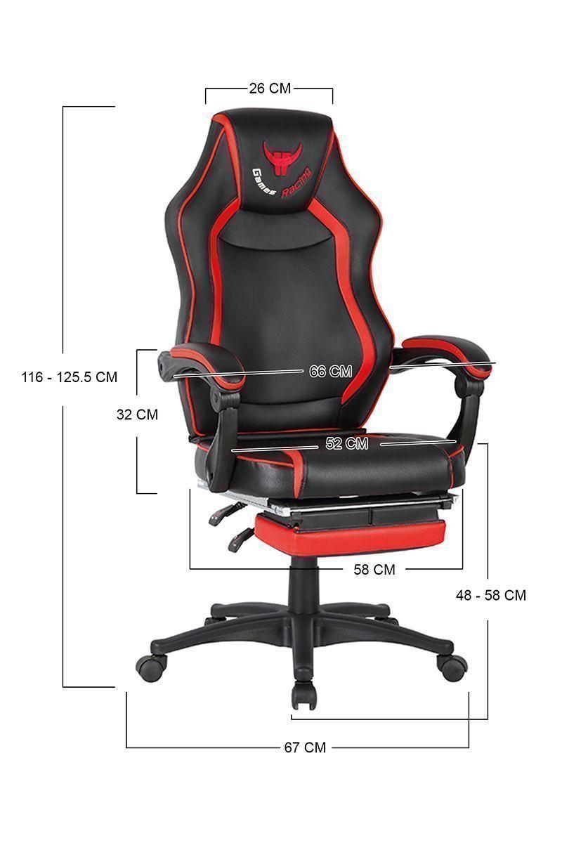 Silla Gamer Racing Game PVC Apoya Pies Rojo-2