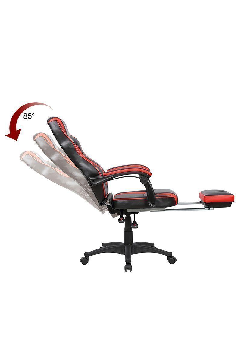 Silla Gamer Racing Game PVC Apoya Pies Rojo-3
