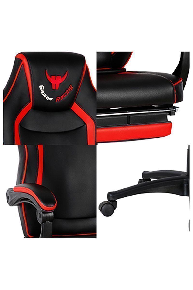Silla Gamer Racing Game PVC Apoya Pies Rojo-40