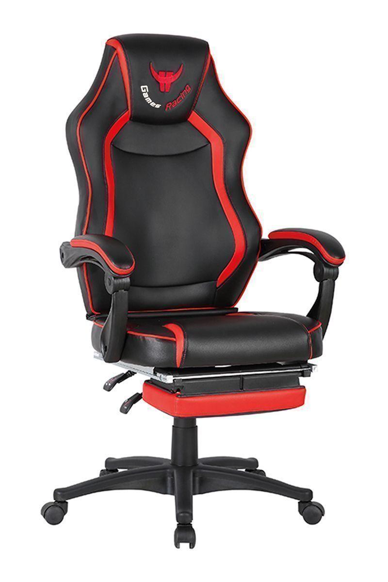 Silla Gamer Racing Game PVC Apoya Pies Rojo-0
