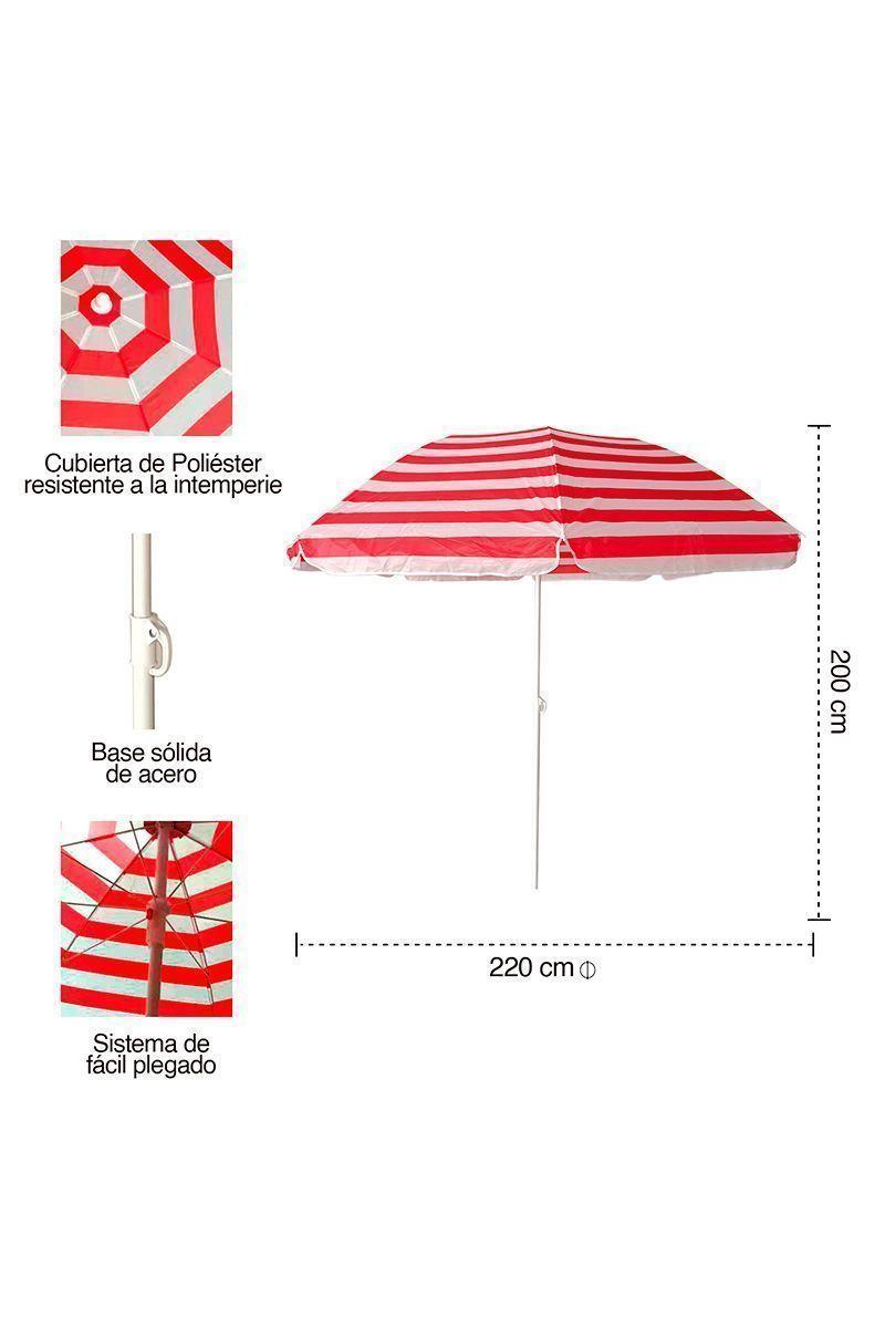 Quitasol 200x220x220cm Blanco-Rojo-2