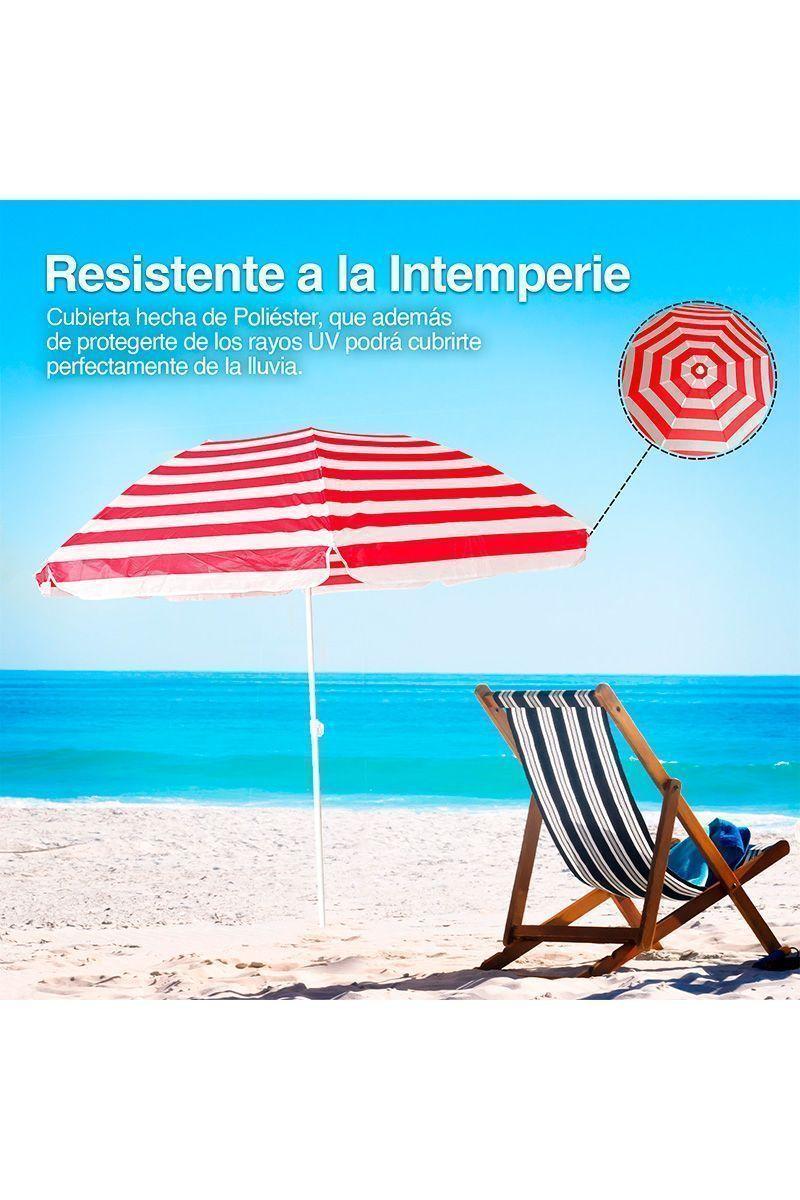 Quitasol 200x220x220cm Blanco-Rojo-4