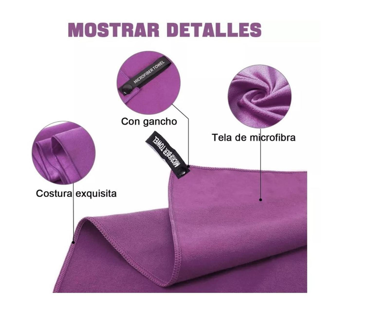 Toalla Baño Viaje De Microfibra De Secado Rápido, 3 Pcs VIOLETA-2