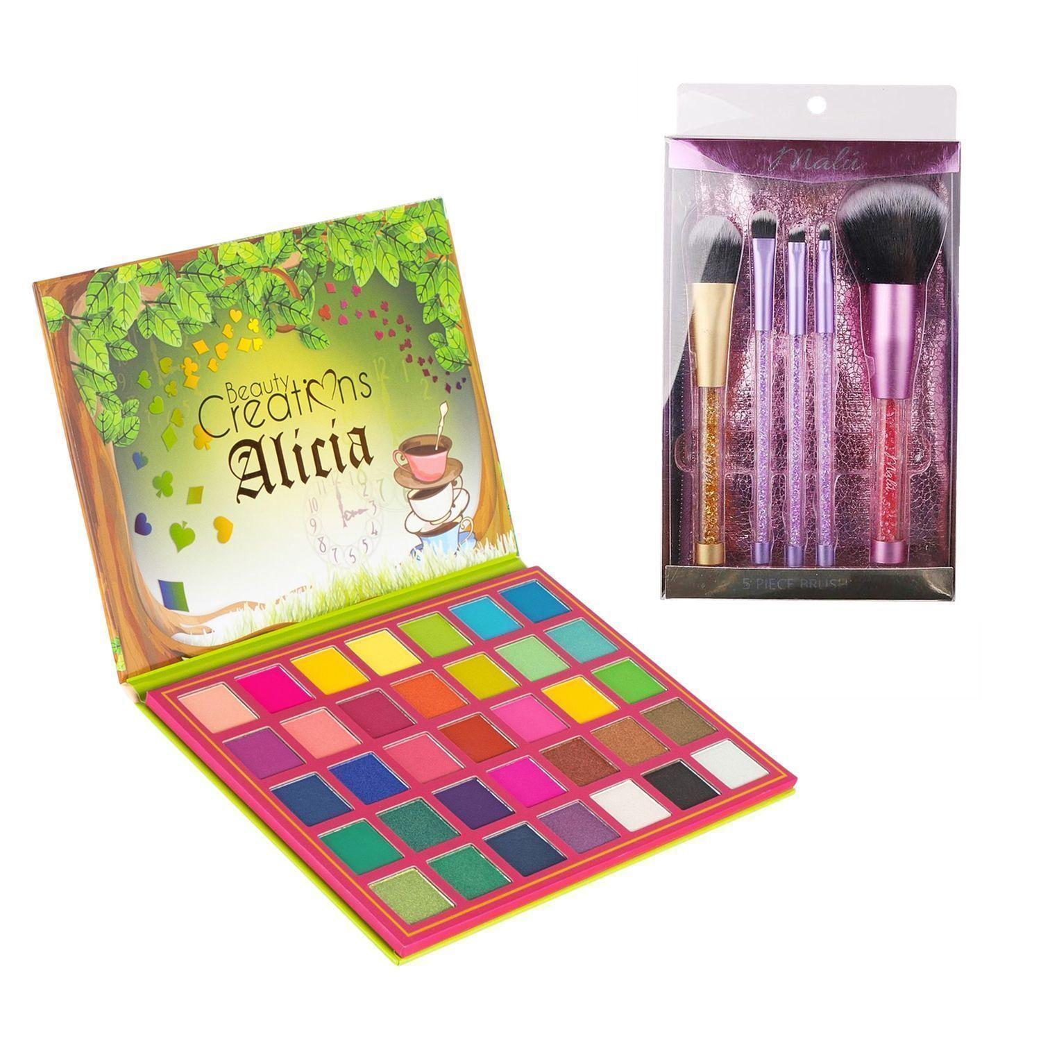 Pack Paleta sombras «Alicia» + 5 brochas + Estuche-0