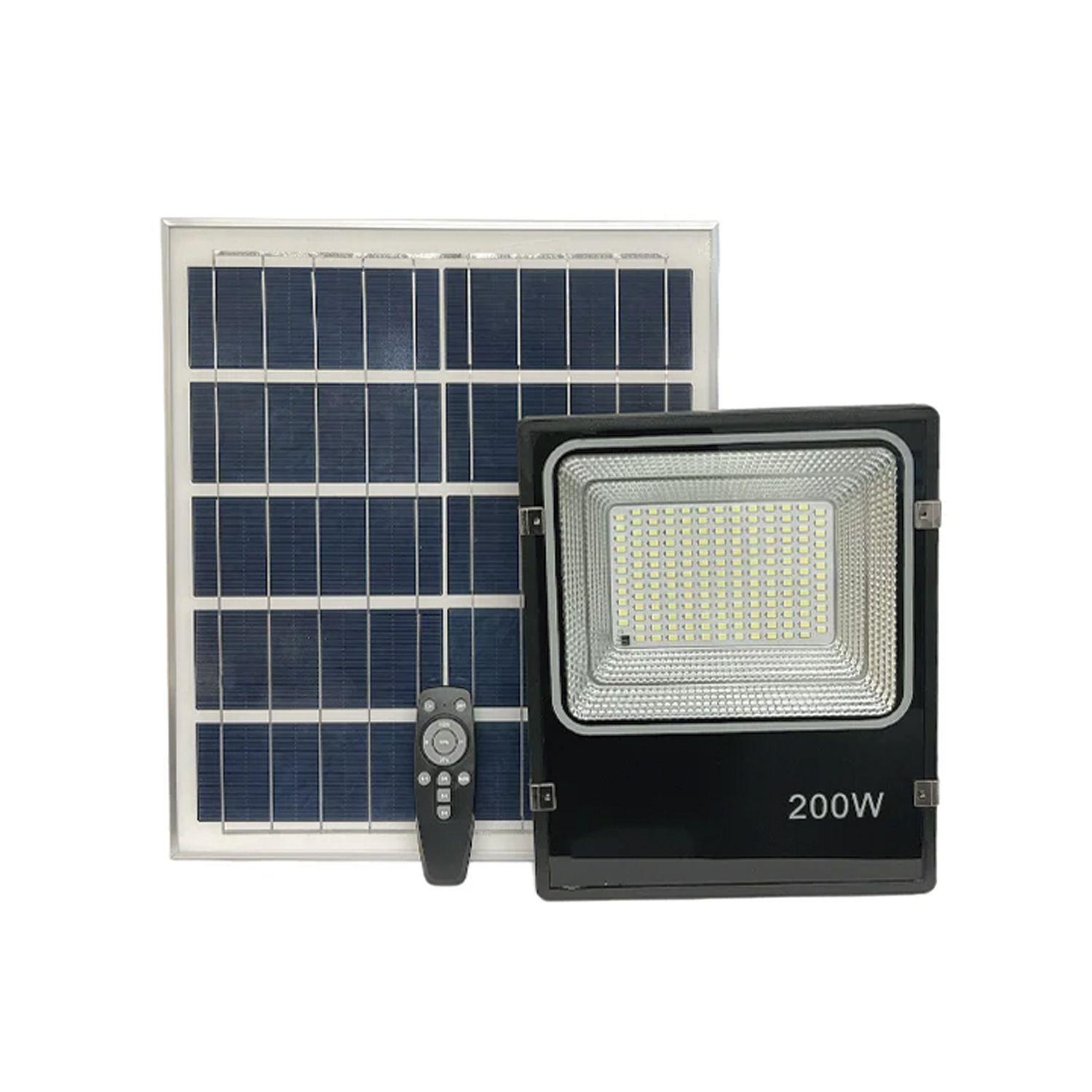 Foco Proyector LED Solar Con Sensor 200W Luz Fría-0