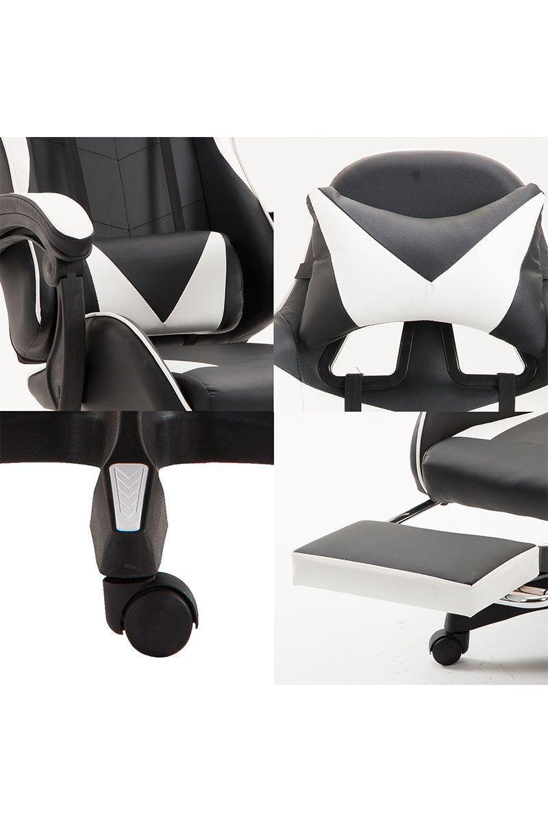 Silla Gamer Ultimate Racing con Reposapiés Blanco-5