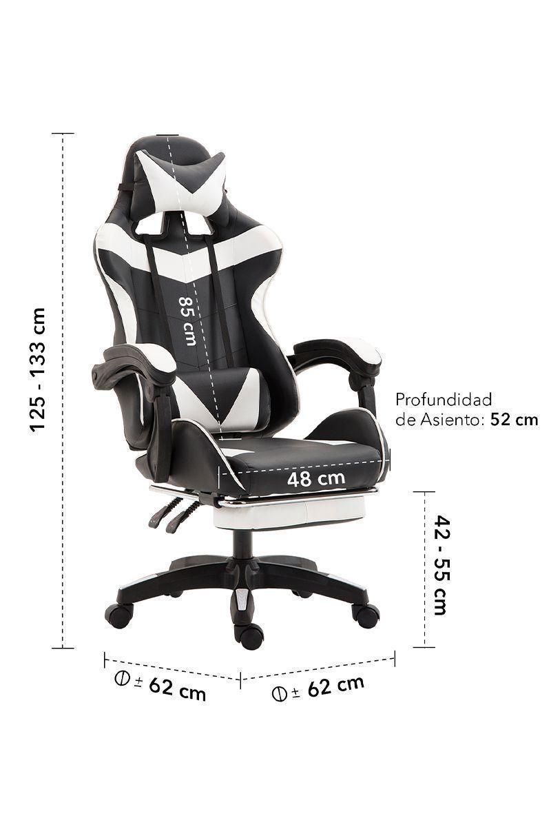 Silla Gamer Ultimate Racing con Reposapiés Blanco-2
