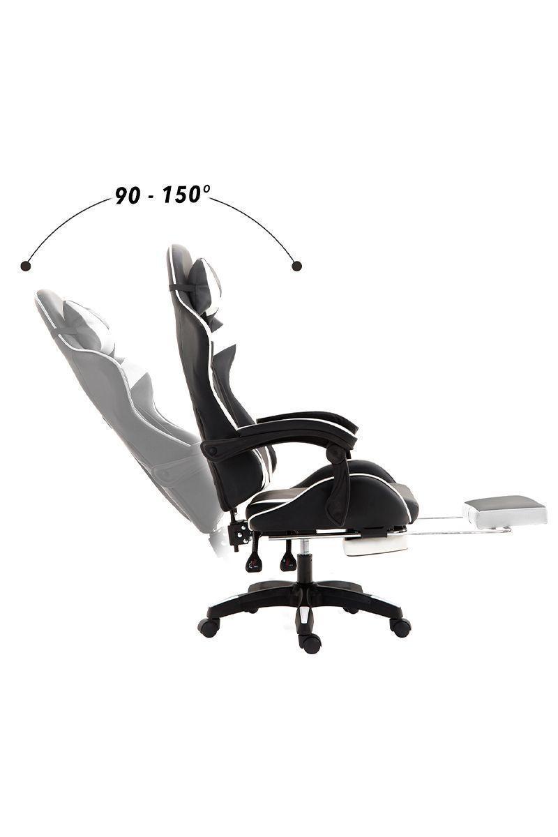 Silla Gamer Ultimate Racing con Reposapiés Blanco-3