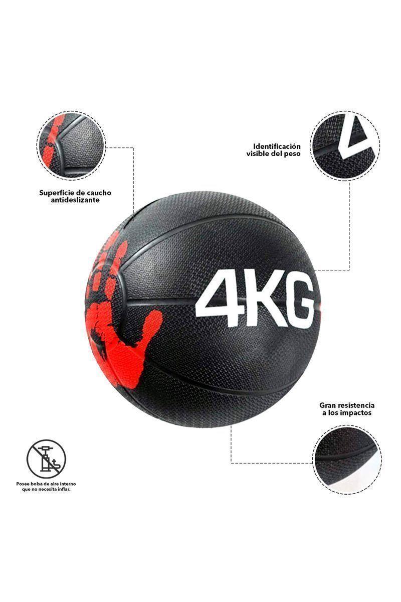 Balón Medicinal 4 Kg Ejercicios Negro-60