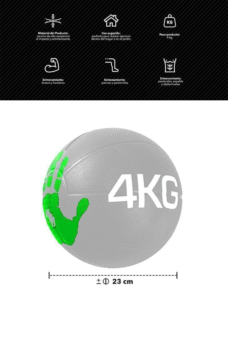 Balón Medicinal 4 Kg Ejercicios Negro-34