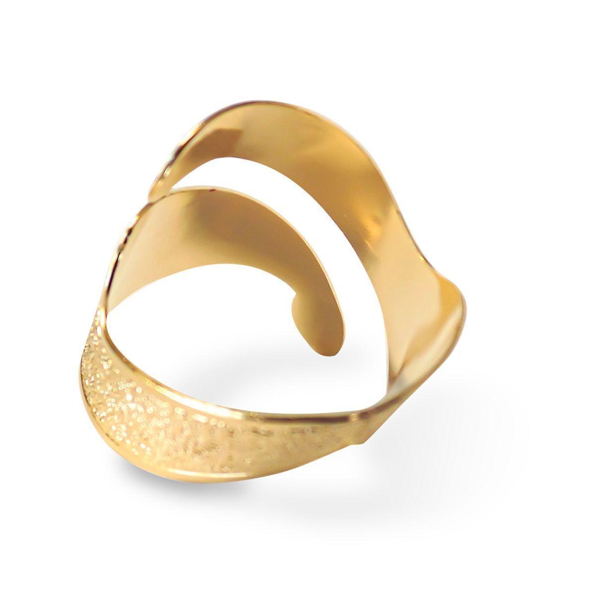 Anillo Satinado Calado Enchapado Oro 18K Ajustable-2