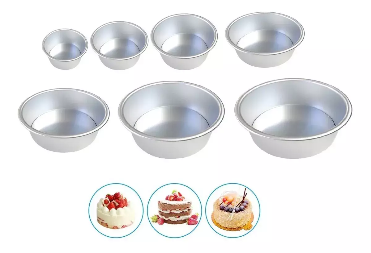 Pack X7 Molde Torta Moldes De Torta Molde De Queque Aluminio-2